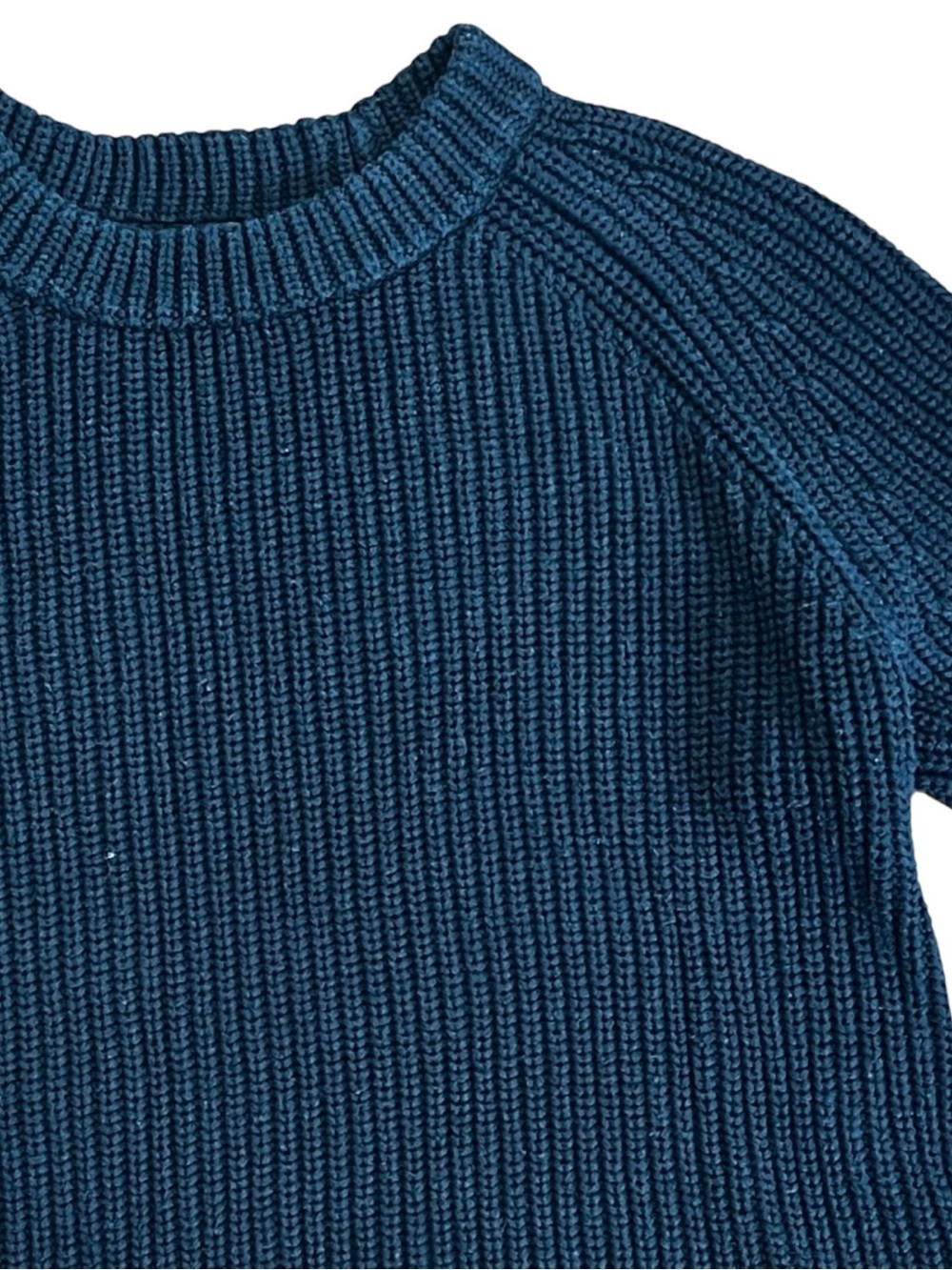 Quince Fisherman Knit Sweater Small Navy Organic Cotton Ribbed Crewneck Coastal - Picture 4 of 10